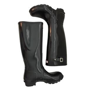 Hunter Original Tall Gloss Rain Boots Black Gloss Size 8